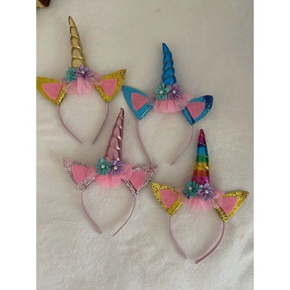 kids Unicorn Headband Halloween Hair Accessories Birthday Girl Hairband set of 4